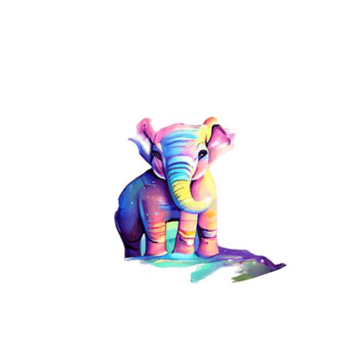 Watercolor Intricate Colorful Baby Elephant · Creative Fabrica