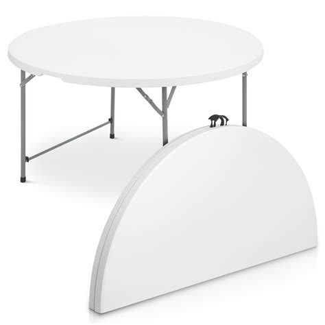 MoNiBloom Lightweight Foldable Round Table, 4.5Ft Heavy Duty for Commercial Events, Weddings ...