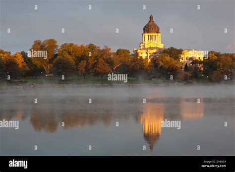 USA, South Dakota, Pierre, South Dakota State Capitol exterior at dawn ...