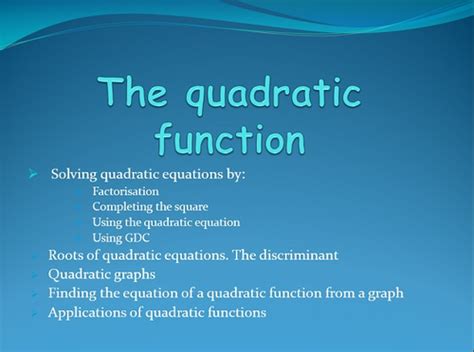 Quadratic functions | Teaching Resources