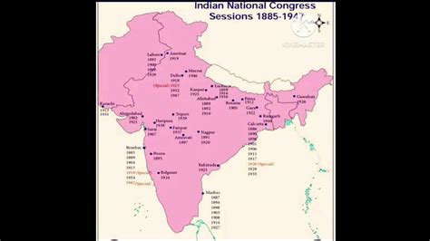 INDIAN NATIONAL CONGRESS SESSIONS 1885-1947.......#maps #shortvideo ...