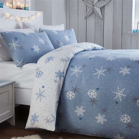 Christmas Snowflake Blue Duvet Cover and Pillowcase Set | Dunelm | Blue ...