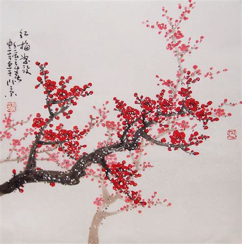 Original painting oriental art chinese art -Lovely cherry blossom tree No.4 | Blossoms art ...