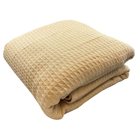 Oxford 90" x 90" Queen Size Beige 100% Cotton Jaipur Thermal Honeycomb Hotel Blanket