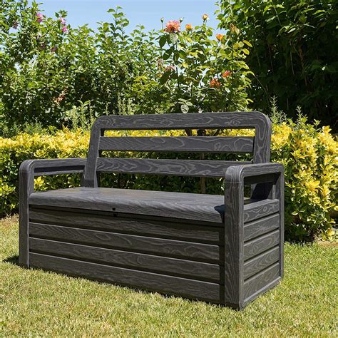 TOOMAX Outdoor & Indoor Storage Box Bench Seat 270L Garden Chest Plast ...