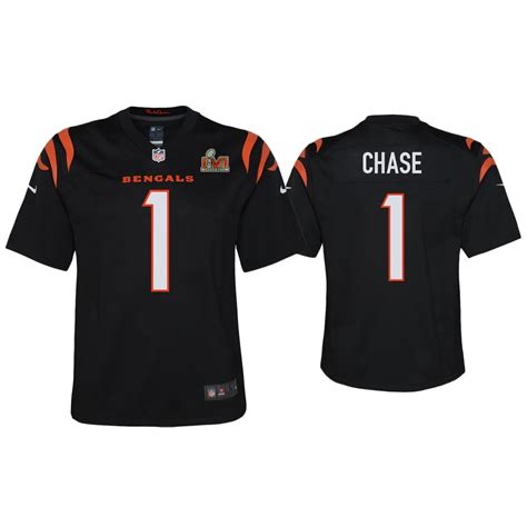 Youth Ja’Marr Chase Cincinnati Bengals Super Bowl LVI Black Game Jersey ...