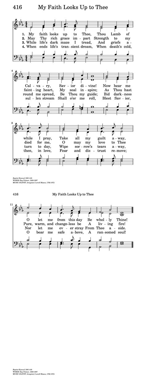 Baptist Hymnal 1991 416. My faith looks up to Thee - Hymnary.org ...