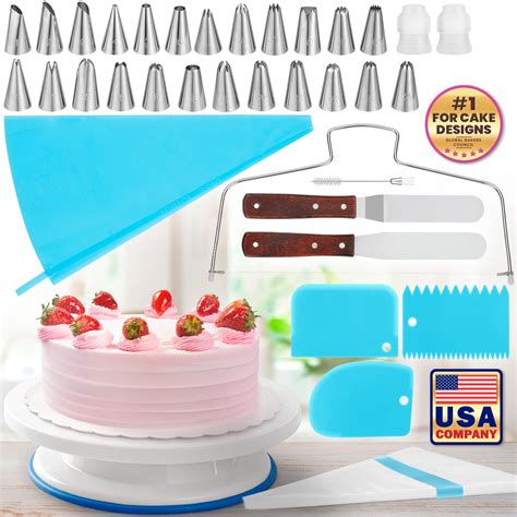 EcoEarth 65 Pcs Cake Decorating & Baking Kit with Rotating Turntable ...