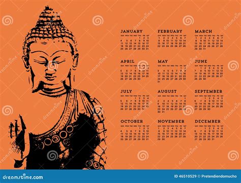 Calendrier de Bouddha illustration de vecteur. Illustration du méditez - 46510529