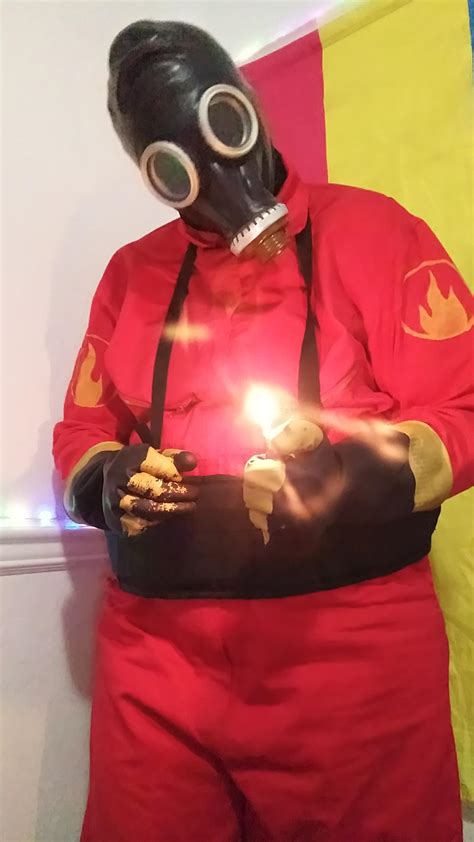 pyro cosplay i did! i painted the gloves and that's why they look not so great, the paint kept ...