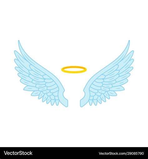 Angel wings and halo flat Royalty Free Vector Image