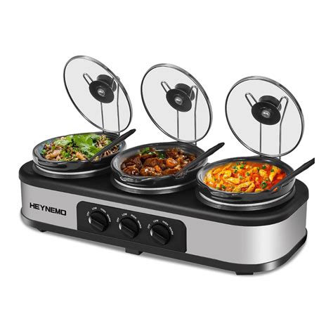 Triple Slow Cooker, 3×1.5 QT Buffet Servers and Warmers, 3 Pots Buffet ...