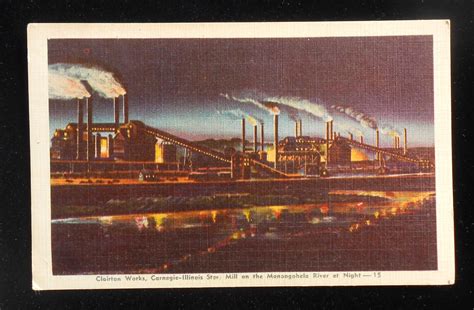 1930s Clairton Works Carnegie Illinois Steel Mill at Night Clairton PA ...