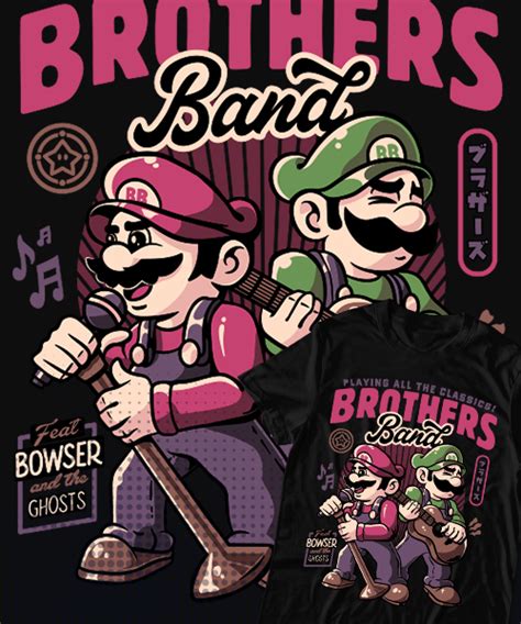 Camiseta unisex Super Mario Bros Banda musical Hermanos - Mandragora Store