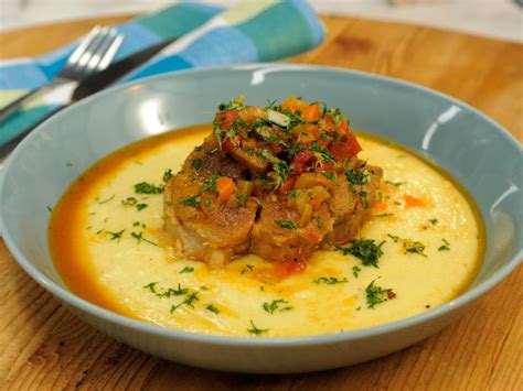 Pork Shank Osso Buco with Polenta and Gremolata Recipe | Jeff Mauro | Food Network