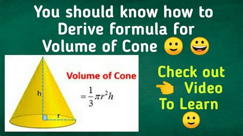 Derivation for Volume of Cone using Integral | Bill's Coaching - YouTube