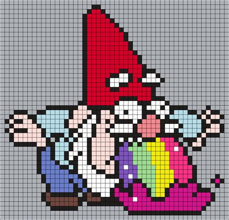 Rainbow Puking Gnome From Gravity Falls (Square) Perler Bead Pattern / Bead Sprite | Pixel art ...