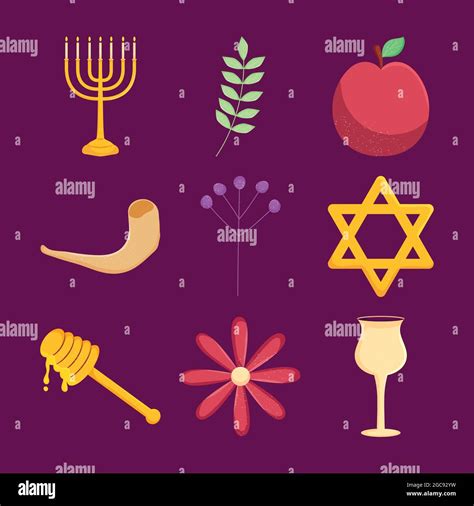 Rosh hashanah symbols icon set Stock Vector Image & Art - Alamy