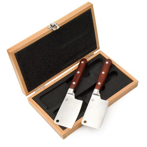 Mini Meat Cleaver Steak Knife Set 2-piece Stainless Steel Edges, Wood ...