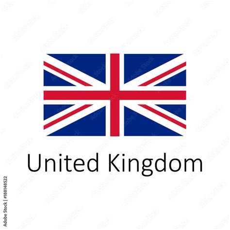 Flag of United Kingdom with name icon. Official colors and propo Stock Vector | Adobe Stock