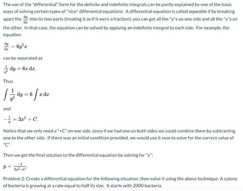 Solved The use of the "differential" form for the definite | Chegg.com