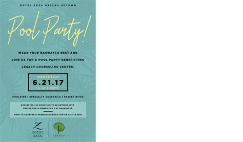 Hotel ZaZa Pool Party- Benefiting Legacy Counseling Center - Uptown ...