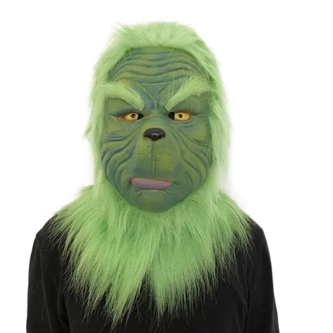 2018 New Year Party Cosplay The Grinch Mask Melting Face Latex Costume Collectible Prop Scary ...