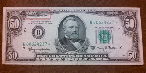 Rare 1963a Star Note $50 Dollar Bill Old Paper Money, Us Currency, Low Serial Ny