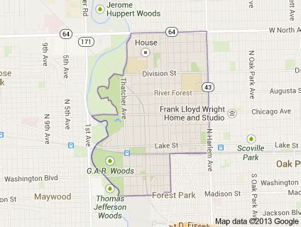 Map of River Forest, IL 60305 | River forest, Frank lloyd wright ...