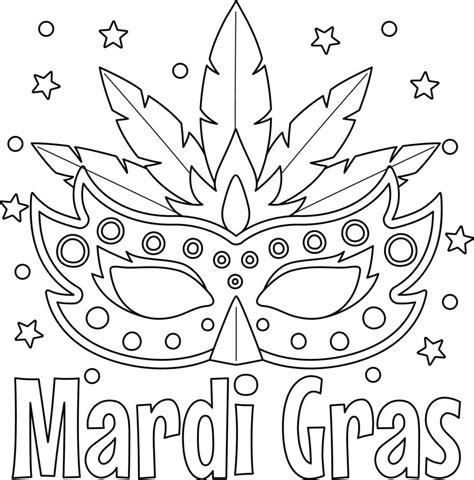 Mardi Gras Jester Mask Coloring Page for Kids 15656284 Vector Art at ...