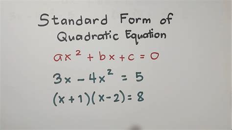 How to Rewrite the Standard Form of Quadratic Equation? - YouTube