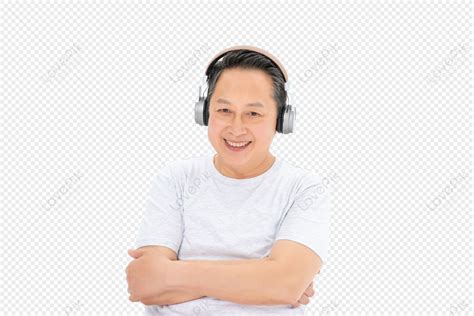 Senior Man With Headphones, Headphones Music, Chinese Man, Man Portrait PNG Image Free Download ...