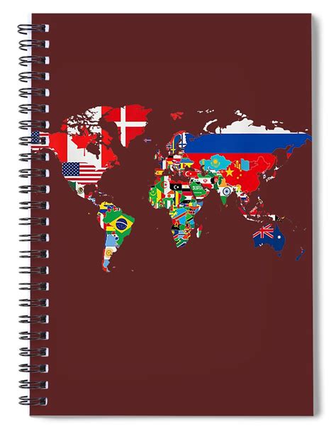 International World Flags Flags World Map for kids Spiral Notebook by ...