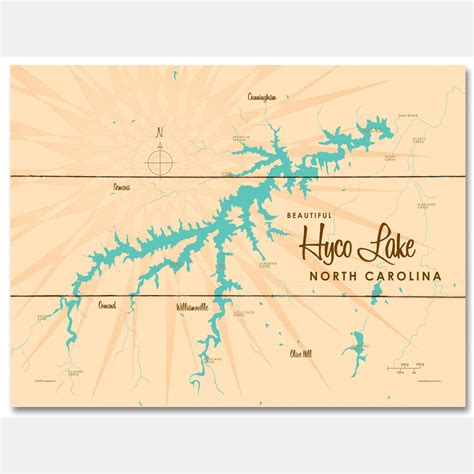 Hyco Lake North Carolina, Wood Sign Map Art – Lakebound®