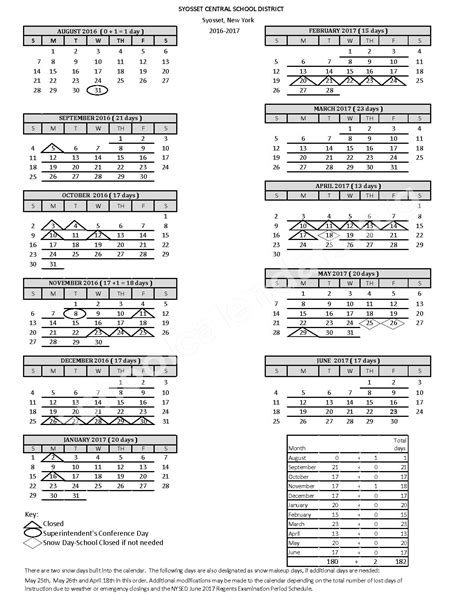 2016 - 2017 District Calendar | H B Thompson Middle School – Syosset, NY
