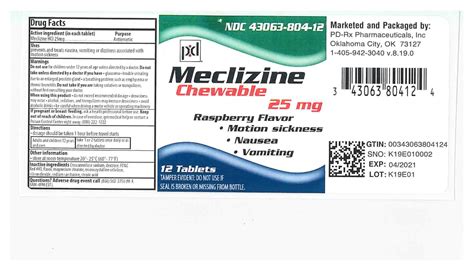 BUY Meclizine 25 MECLIZINE HYDROCHLORIDE 25 mg/1 PD-Rx Pharmaceuticals ...