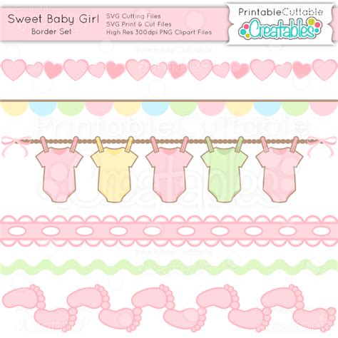 Sweet Baby Girl Borders Set - SVG Cuts & Clipart