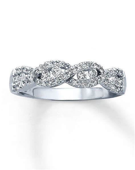 Kay Jewelers Diamond Fashion Band 10K White Gold Round 1/3ct tw -531848707 Wedding Ring - The Knot