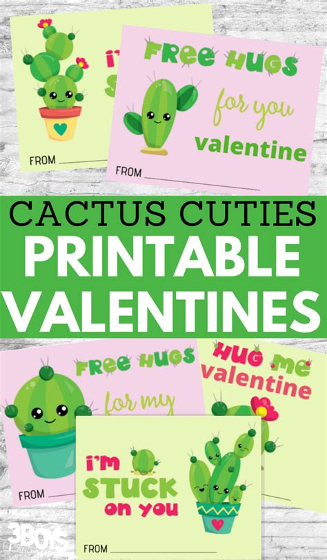 Printable Cactus Valentine Cards