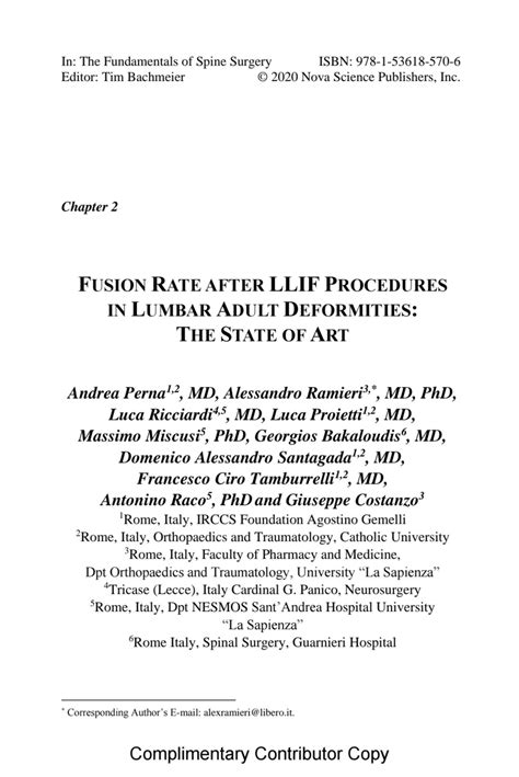 (PDF) Fusion Rate after LLIF procedure in lumbar adult deformities: The state of art