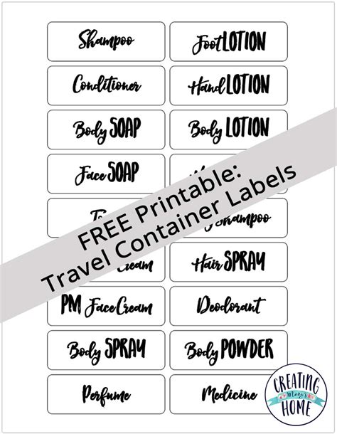 FREE Travel Container Labels Printable -v - creatingmaryshome.com