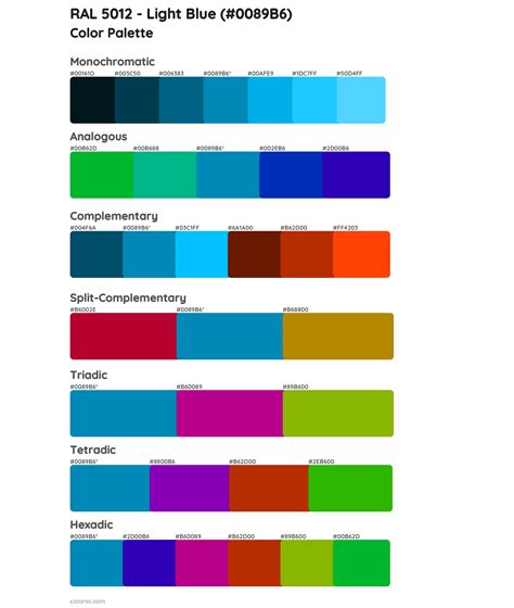 RAL 5012 - Light Blue color palettes - colorxs.com