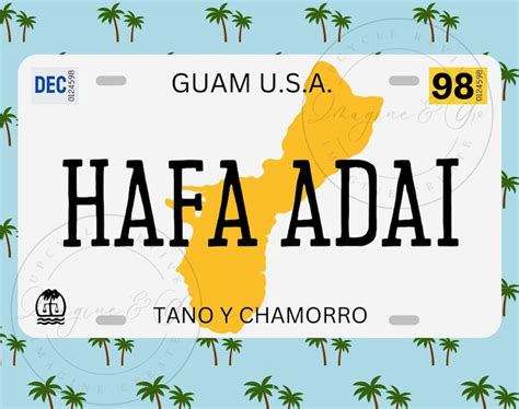 Guam License Plate Canva Template Digital Download for Crafting ...