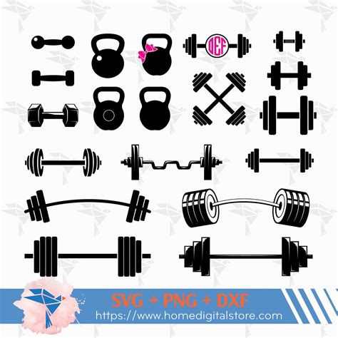 Barbell Silhouette SVG, PNG, DXF