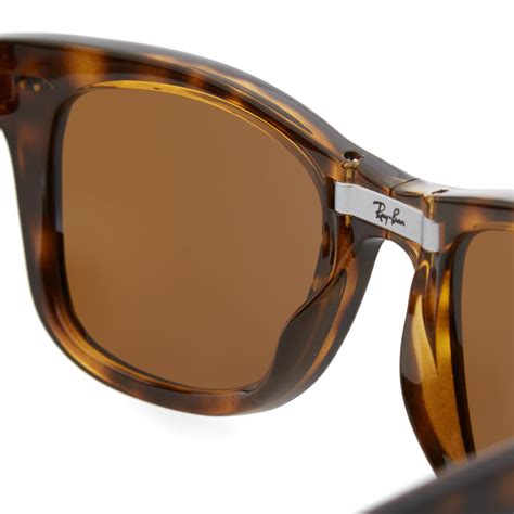 Ray Ban Wayfarer Folding Sunglasses Light Havana & Brown | END. (UK)