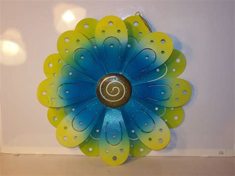 Blue Metal Wall Flower (With images) | Metal flower wall decor, Hand ...