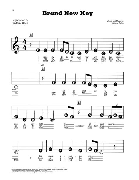 Brand New Key Sheet Music | Melanie | E-Z Play Today