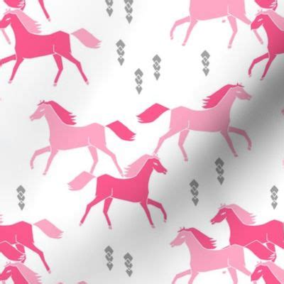 horses fabric // pink running horses Fabric | Spoonflower