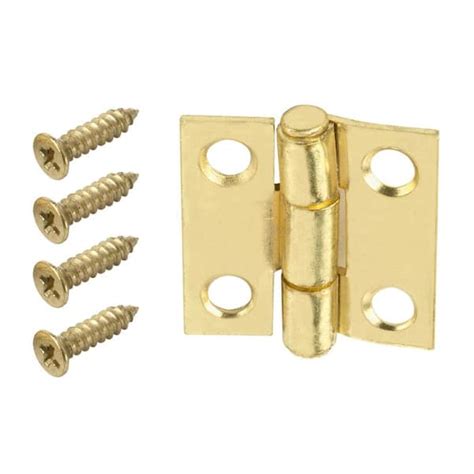 Everbilt 1 in. Satin Brass Non-Removable Pin Narrow Utility Hinge (2-Pack) 28997 - The Home Depot