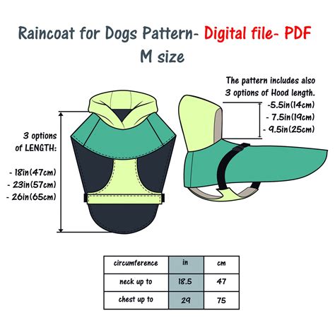 Medium Dog Raincoat Sewing Pattern Digital File Dog Coat - Etsy